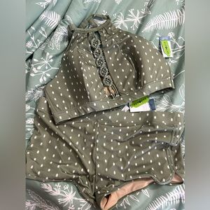 Lane Bryant - Olive Green with Polka dots Tankini Size 16 - NWT